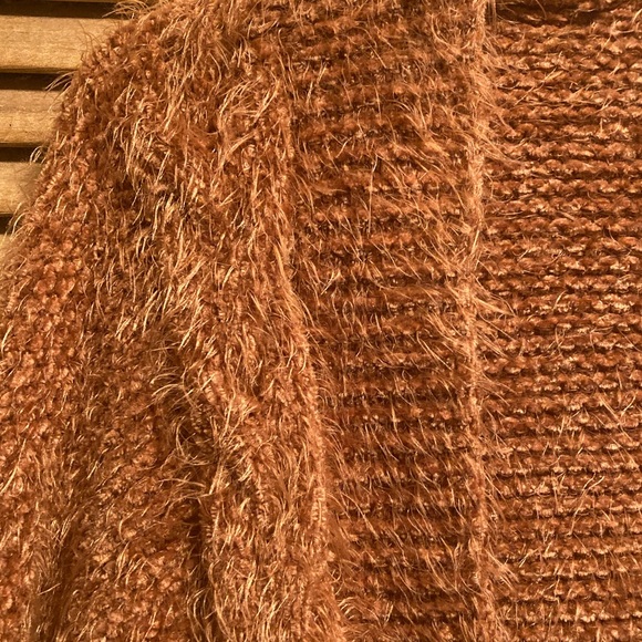 Woven Heart Rust Soft, Fuzzy and Cuddly Cropped Cardigan - Picture 9 of 16